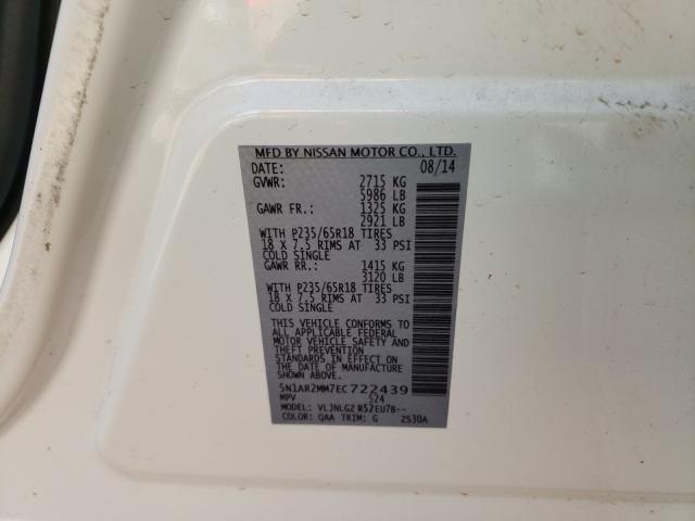 Photo 10 from auction – 2014 NISSAN PATHFINDER with VIN 5N1AR2MM7EC722439