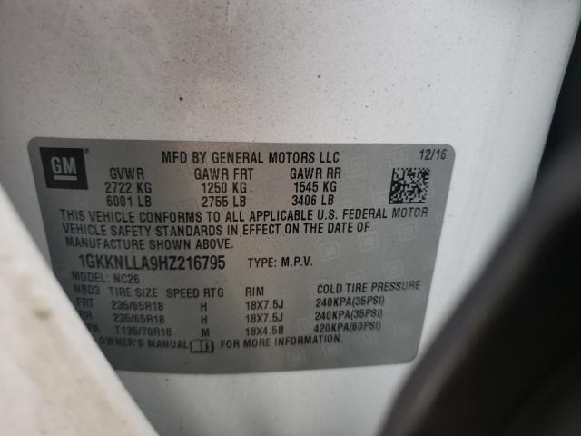 Photo 10 from auction – 2017 GMC ACADIA SLE with VIN 1GKKNLLA9HZ216795