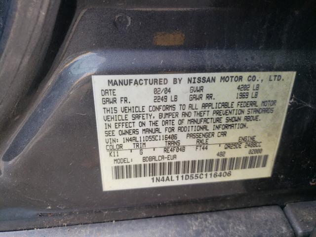 Photo 10 from auction – 2005 NISSAN ALTIMA S with VIN 1N4AL11D55C116406