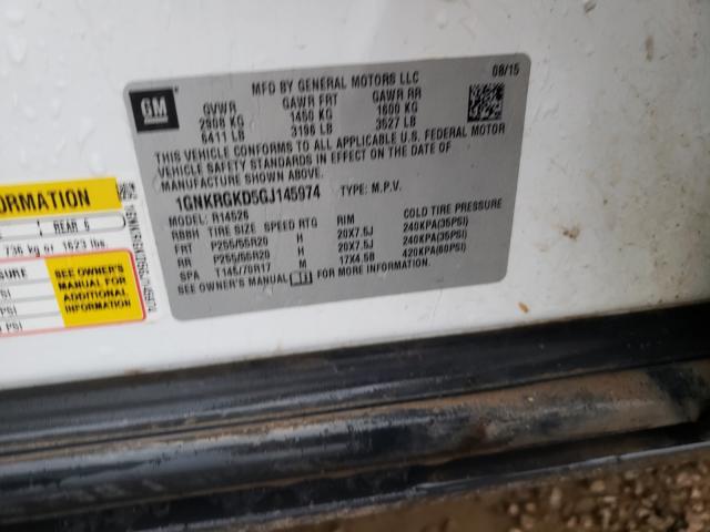 Photo 10 from auction – 2016 CHEVROLET TRAVERSE L with VIN 1GNKRGKD5GJ145974