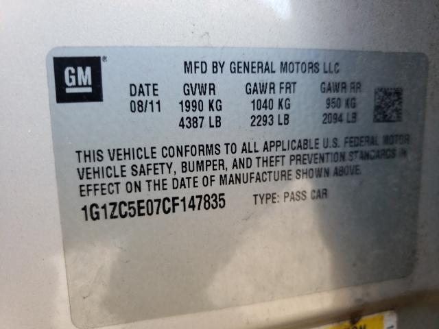 Photo 10 from auction – 2012 CHEVROLET MALIBU 1LT with VIN 1G1ZC5E07CF147835