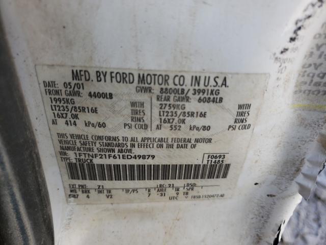Photo 10 from auction – 2001 FORD F250 SUPER with VIN 1FTNF21F61ED49879