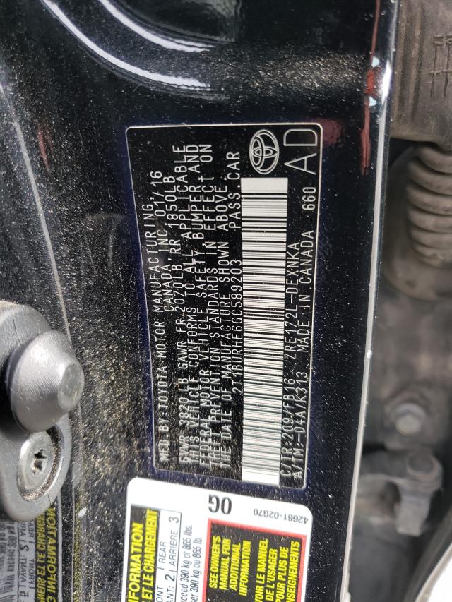 Photo 10 from auction – 2016 TOYOTA COROLLA L with VIN 2T1BURHE6GC589203