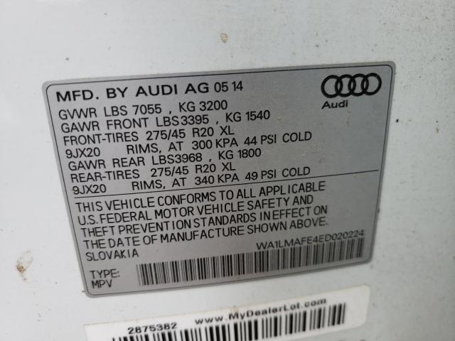 Photo 10 from auction – 2014 AUDI Q7 PREMIUM with VIN WA1LMAFE4ED020224