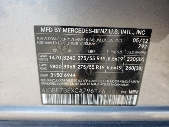 Photo 10 from auction – 2012 MERCEDES-BENZ GL 450 4MA with VIN 4JGBF7BEXCA796176