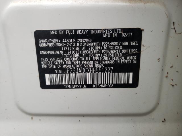 Photo 10 from auction – 2017 SUBARU FORESTER 2 with VIN JF2SJADCXHH551227