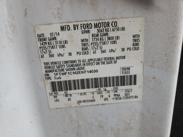 Photo 10 from auction – 2014 FORD F150 with VIN 1FTMF1CM2EKF14030
