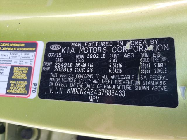 Photo 10 from auction – 2016 KIA SOUL with VIN KNDJN2A24G7833433