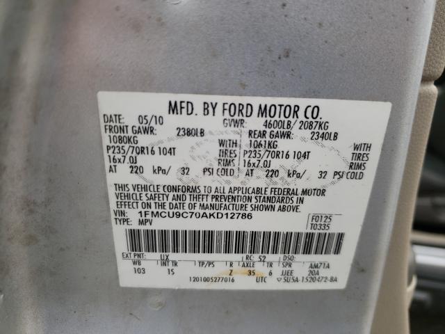 Photo 10 from auction – 2010 FORD ESCAPE XLS with VIN 1FMCU9C70AKD12786