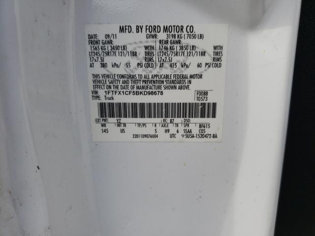 Photo 10 from auction – 2011 FORD F150 SUPER with VIN 1FTFX1CF5BKD98678