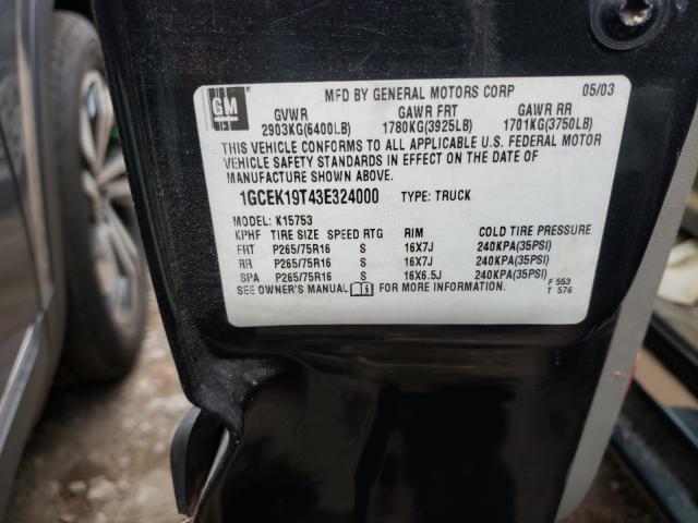 Photo 10 from auction – 2003 CHEVROLET SILVERADO with VIN 1GCEK19T43E324000