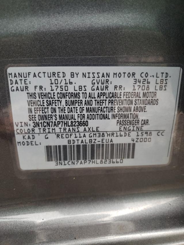 Photo 10 from auction – 2017 NISSAN VERSA S with VIN 3N1CN7AP7HL823660