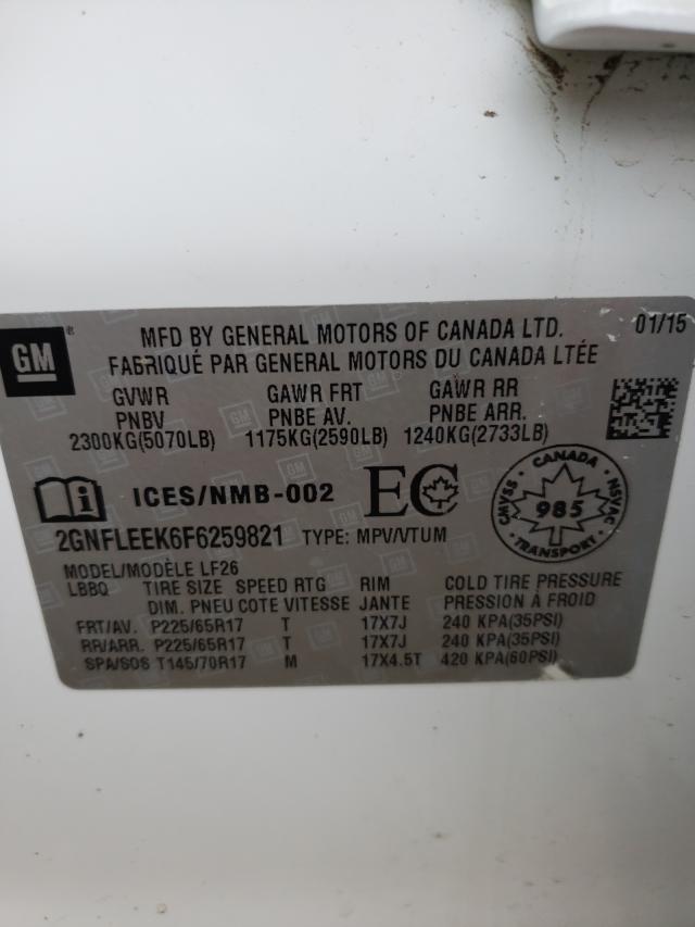 Photo 10 from auction – 2015 CHEVROLET EQUINOX LS with VIN 2GNFLEEK6F6259821