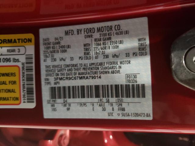 Photo 10 from auction – 2021 FORD BRONCO SPO with VIN 3FMCR9C67MRA79014