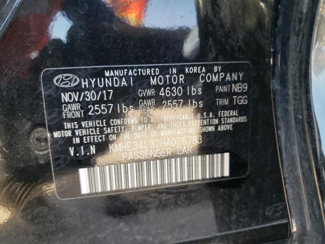 Photo 10 from auction – 2017 HYUNDAI SONATA HYB with VIN KMHE34L32HA076783