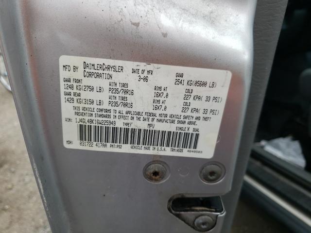 Photo 10 from auction – 2006 JEEP LIBERTY SP with VIN 1J4GL48K16W225949