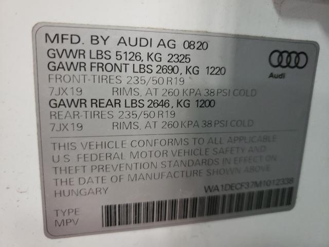 Photo 10 from auction – 2021 AUDI Q3 PREMIUM with VIN WA1DECF37M1012338