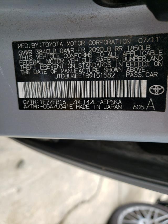 Photo 10 from auction – 2011 TOYOTA COROLLA BA with VIN JTDBU4EE1B9151582