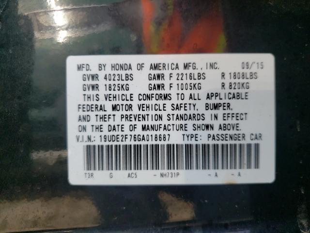 Photo 10 from auction – 2016 ACURA ILX PREMIU with VIN 19UDE2F76GA018687