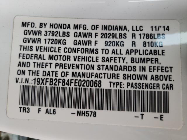 Photo 10 from auction – 2015 HONDA CIVIC EX with VIN 19XFB2F84FE020068