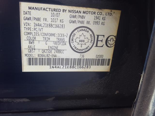 Photo 10 from auction – 2008 NISSAN ALTIMA 2.5 with VIN 1N4AL21E88C166283