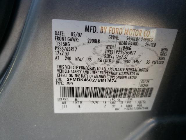 Photo 10 from auction – 2007 FORD EDGE SE with VIN 2FMDK46C27BB11674