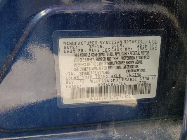 Photo 10 from auction – 2018 NISSAN SENTRA S with VIN 3N1AB7AP3JY274306