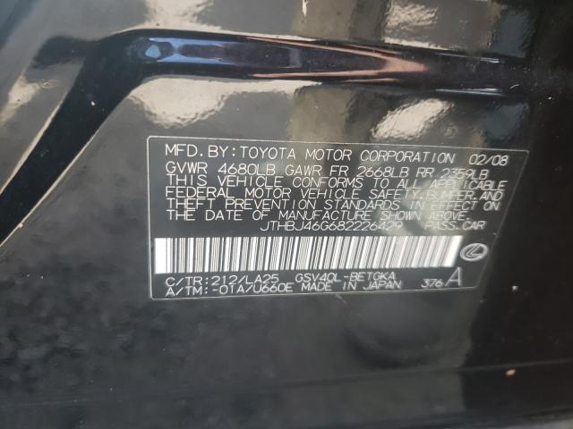 Photo 10 from auction – 2008 LEXUS ES 350 with VIN JTHBJ46G682226429