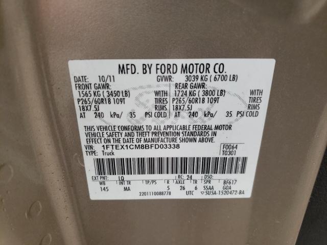 Photo 10 from auction – 2011 FORD F150 SUPER with VIN 1FTEX1CM8BFD03338