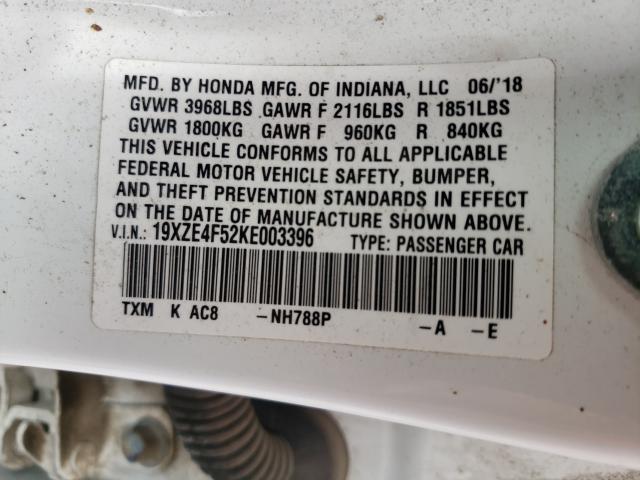 Photo 10 from auction – 2019 HONDA INSIGHT EX with VIN 19XZE4F52KE003396