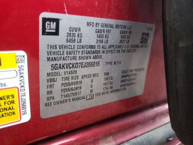 Photo 10 from auction – 2014 BUICK ENCLAVE with VIN 5GAKVCKD7EJ266016