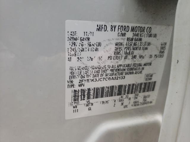 Photo 10 from auction – 2012 FORD EDGE SEL with VIN 2FMDK3JC7CBA52133