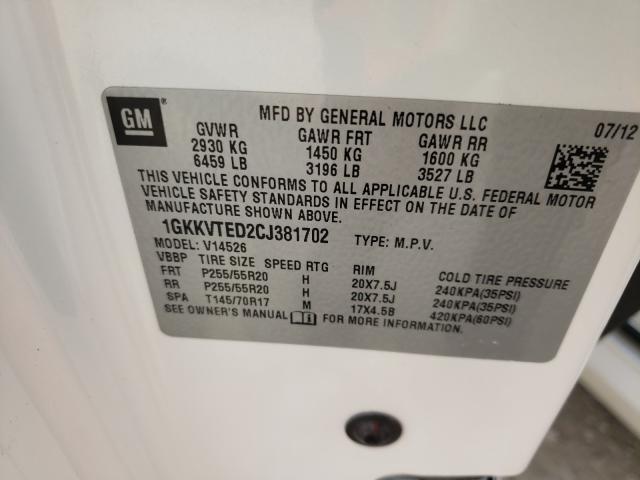 Photo 10 from auction – 2012 GMC ACADIA DEN with VIN 1GKKVTED2CJ381702