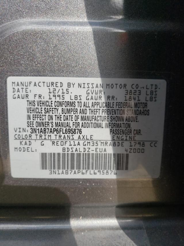Photo 10 from auction – 2015 NISSAN SENTRA S with VIN 3N1AB7AP6FL695876