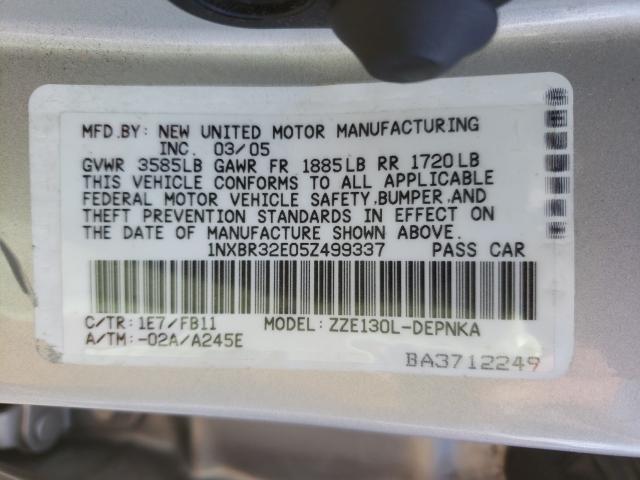Photo 10 from auction – 2005 TOYOTA COROLLA CE with VIN 1NXBR32E05Z499337