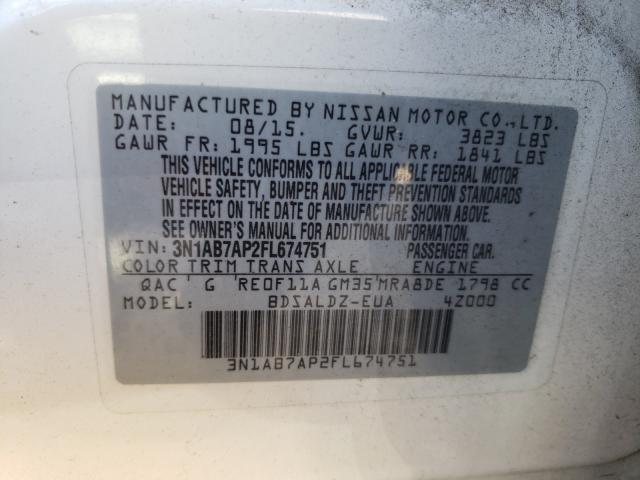 Photo 10 from auction – 2015 NISSAN SENTRA with VIN 3N1AB7AP2FL674751