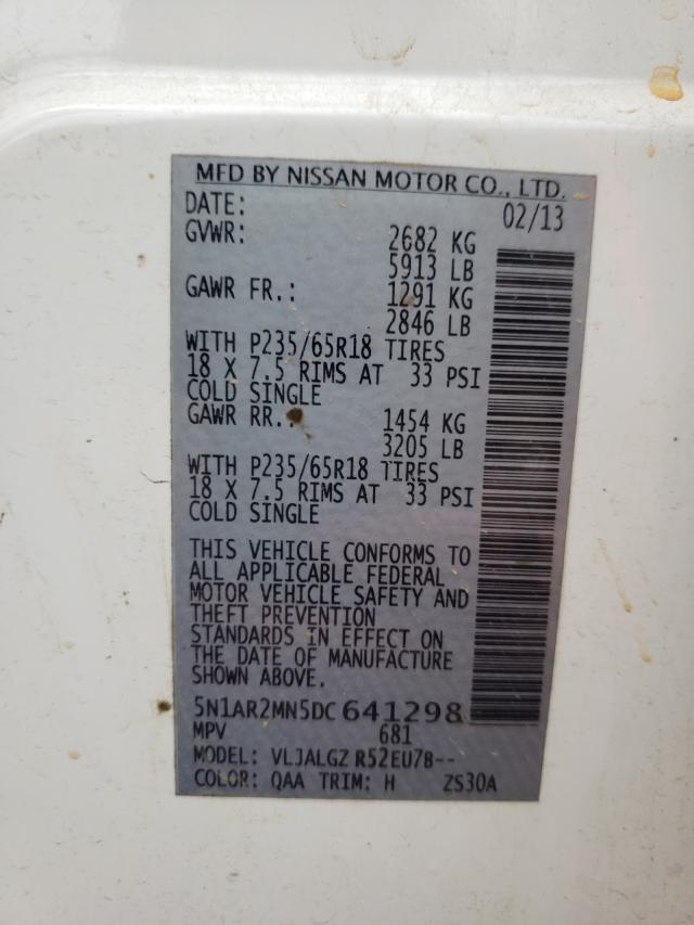 Photo 10 from auction – 2013 NISSAN PATHFINDER with VIN 5N1AR2MN5DC641298