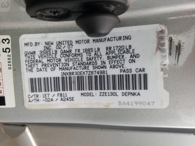 Photo 10 from auction – 2007 TOYOTA COROLLA CE with VIN 1NXBR30EX7Z874981