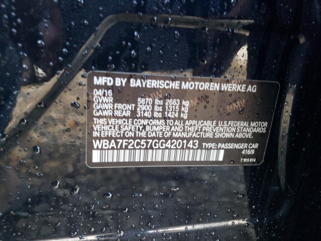 Photo 10 from auction – 2016 BMW 750 XI with VIN WBA7F2C57GG420143