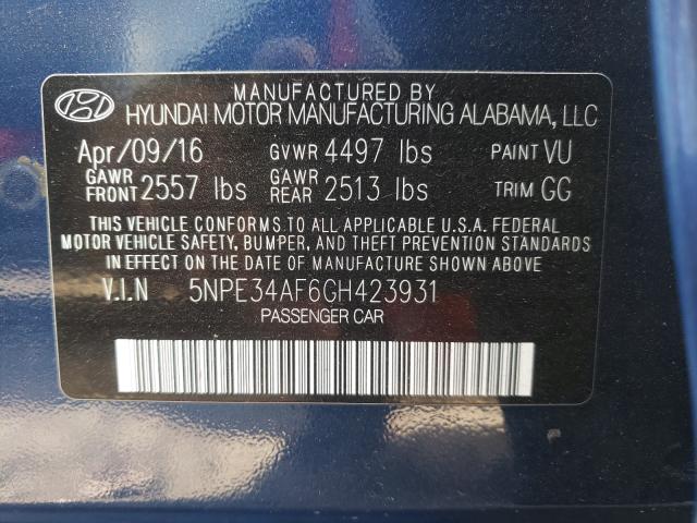 Photo 10 from auction – 2016 HYUNDAI SONATA SPO with VIN 5NPE34AF6GH423931