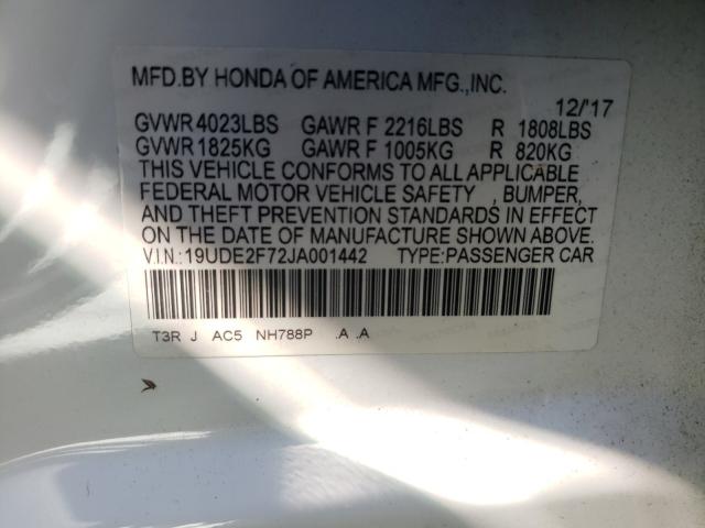 Photo 10 from auction – 2018 ACURA ILX PREMIU with VIN 19UDE2F72JA001442