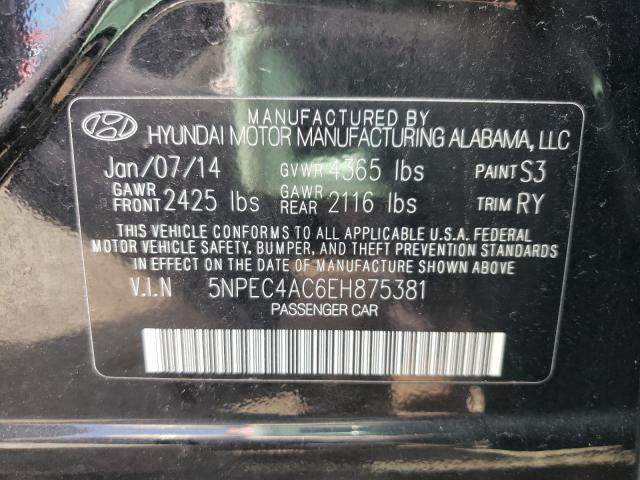 Photo 10 from auction – 2014 HYUNDAI SONATA SE with VIN 5NPEC4AC6EH875381