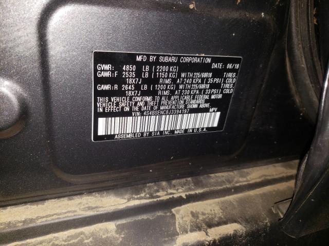 Photo 10 from auction – 2018 SUBARU OUTBACK 3. with VIN 4S4BSENC8J3394197