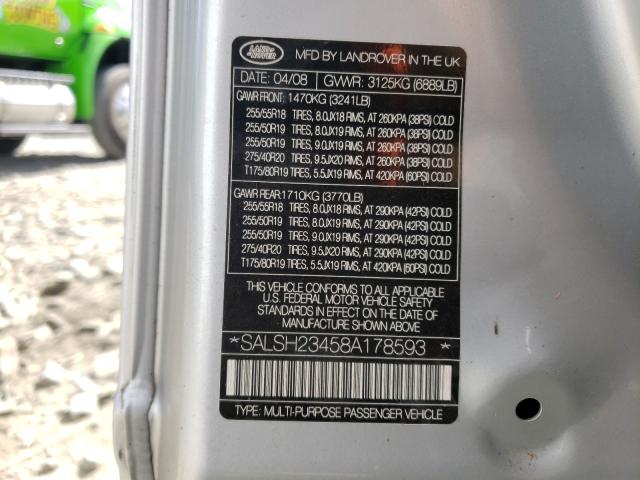 Photo 10 from auction – 2008 LAND ROVER RANGE ROVE with VIN SALSH23458A178593