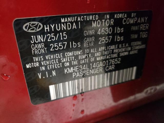 Photo 10 from auction – 2016 HYUNDAI SONATA HYB with VIN KMHE34L14GA017652
