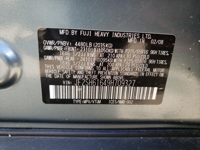 Photo 10 from auction – 2009 SUBARU FORESTER 2 with VIN JF2SH61649H709327