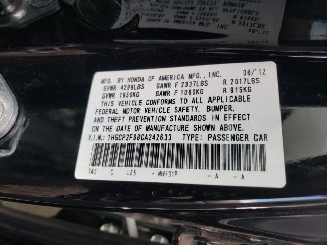 Photo 10 from auction – 2012 HONDA ACCORD SE with VIN 1HGCP2F68CA242633