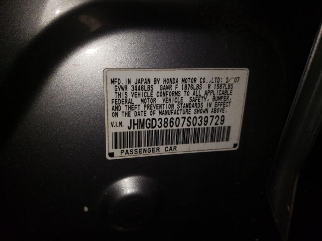 Photo 10 from auction – 2007 HONDA FIT with VIN JHMGD38607S039729