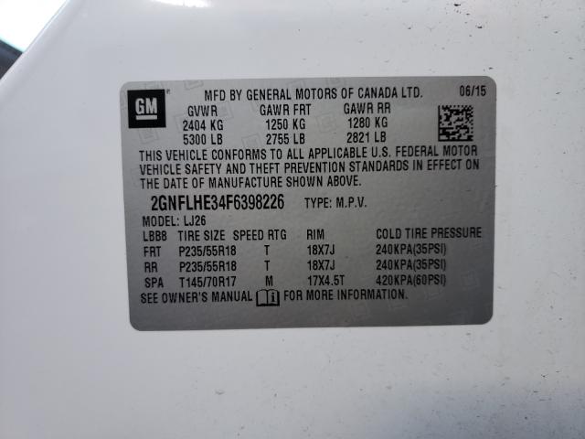 Photo 10 from auction – 2015 CHEVROLET EQUINOX LT with VIN 2GNFLHE34F6398226