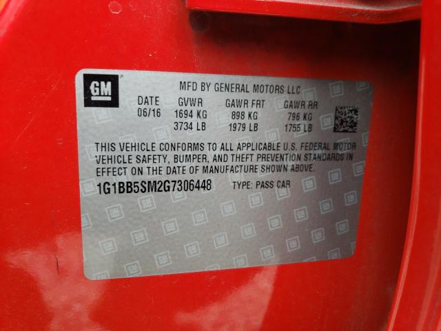 Photo 10 from auction – 2016 CHEVROLET CRUZE LS with VIN 1G1BB5SM2G7306448